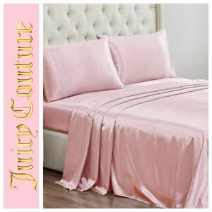 Juicy Couture The Rose Collection Silky Satin 4-PC King Sheet Set- Pink